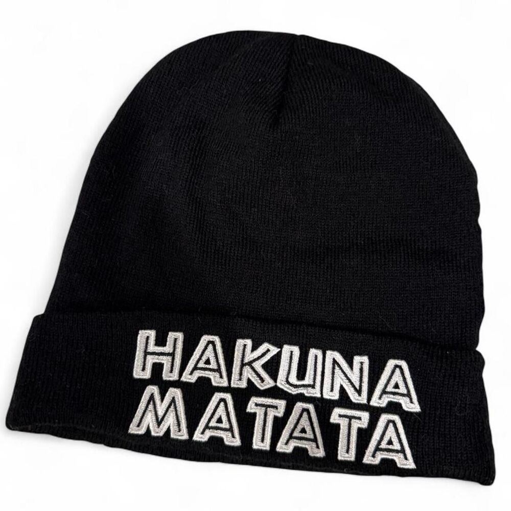 Disney Women's Black & White Hakuna Matata Lion King Beanie Hat